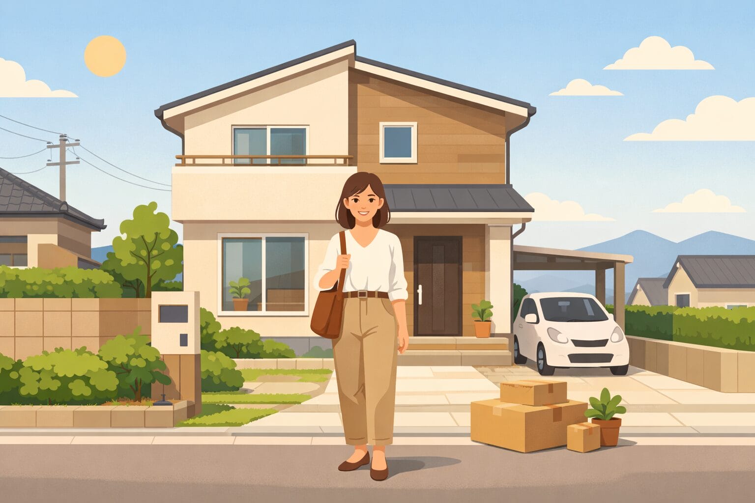 住宅を購入した単身女性をイメージしたイラスト