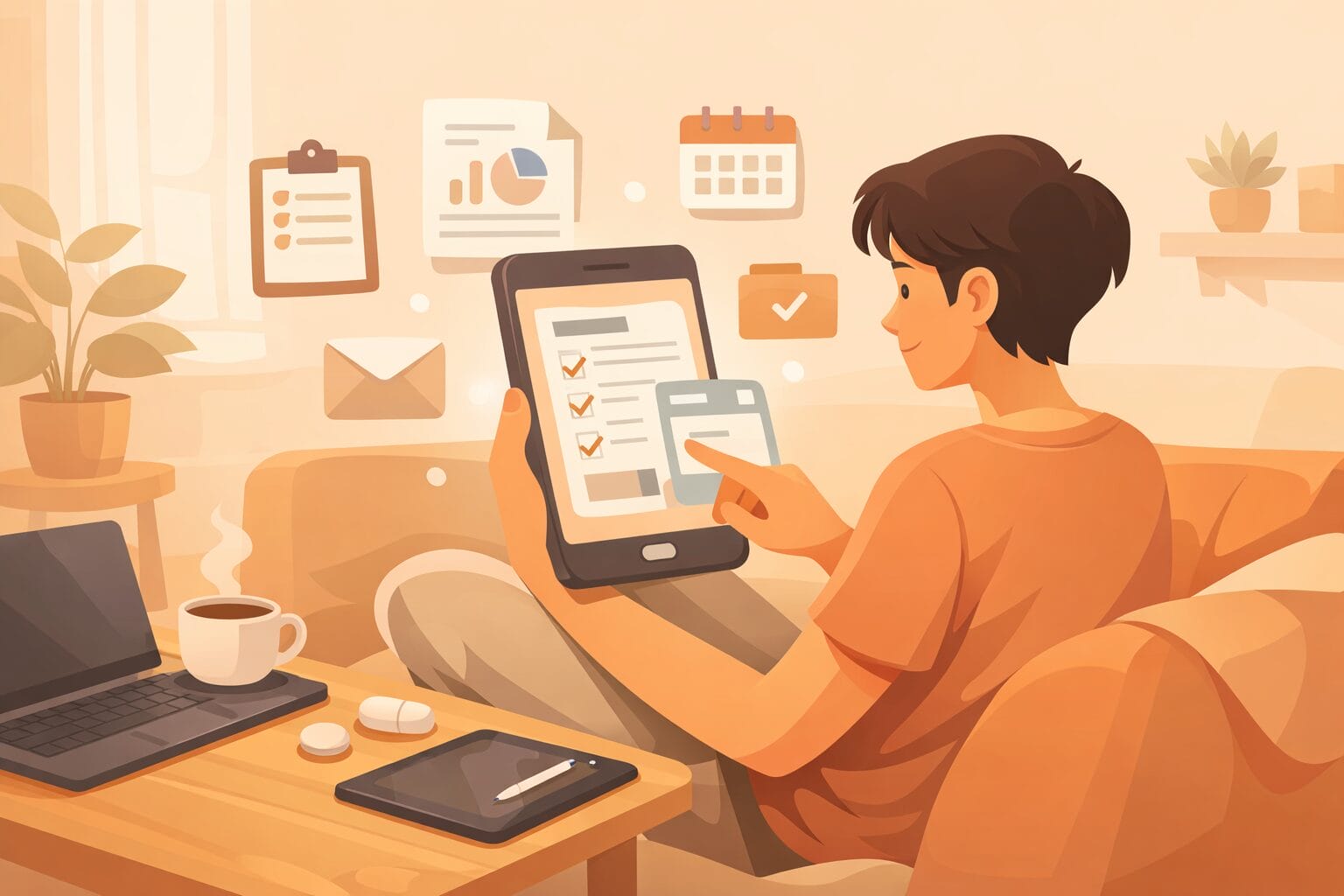 スマホで住宅ローン控除の手続きをするイメージ