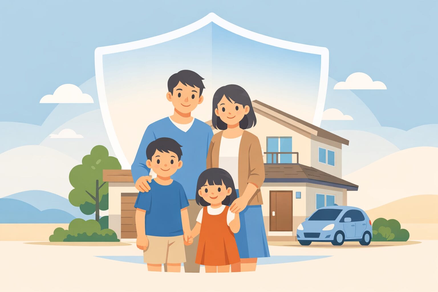フラット35の団信で住まいと家族を守るイメージ