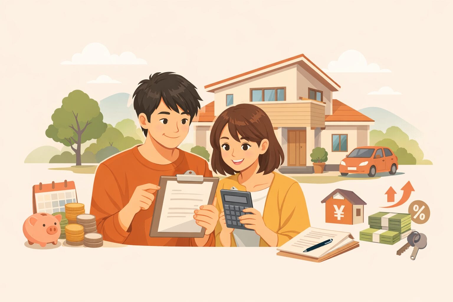 年収400万円台で住宅ローンを検討する夫婦のイメージ