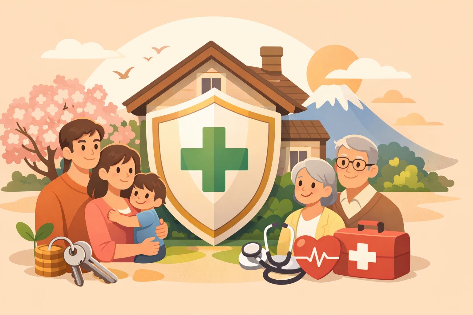 住宅ローンの疾病保障・団信をイメージしたイラスト