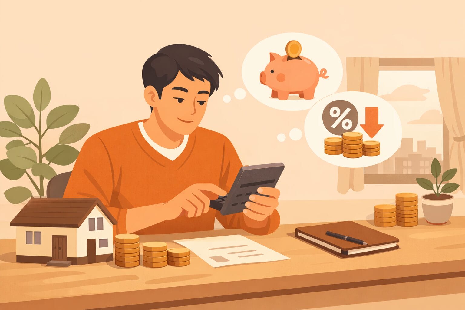 住宅ローン借り換えの手数料・諸費用を計算するイメージ