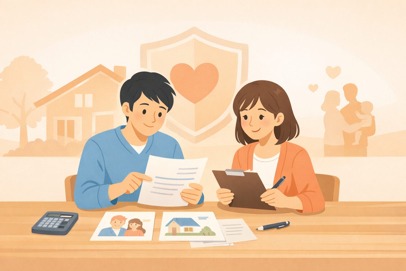 団信と生命保険の保障を比較検討する夫婦のイメージ