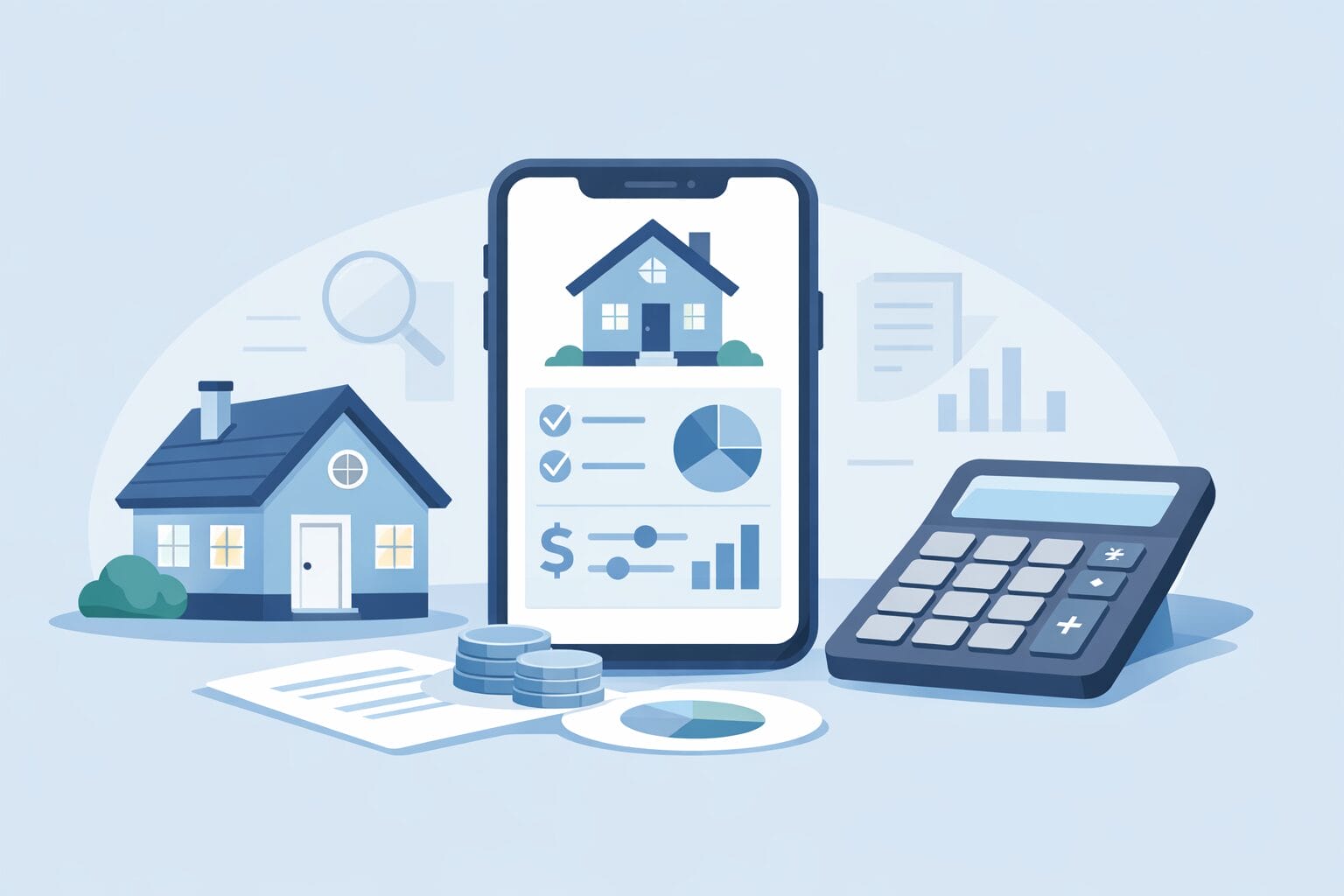 スマホで住宅ローンの条件を確認するイメージ