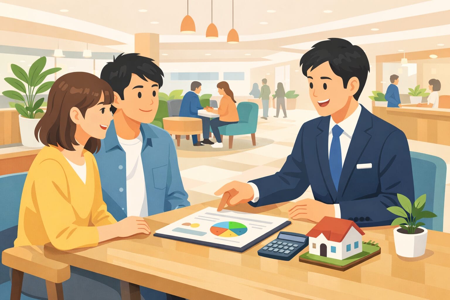 イオン銀行の住宅ローン審査について相談する夫婦のイメージ