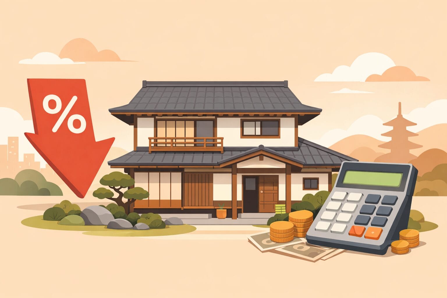 住宅ローンの借り換えで金利を下げるイメージ