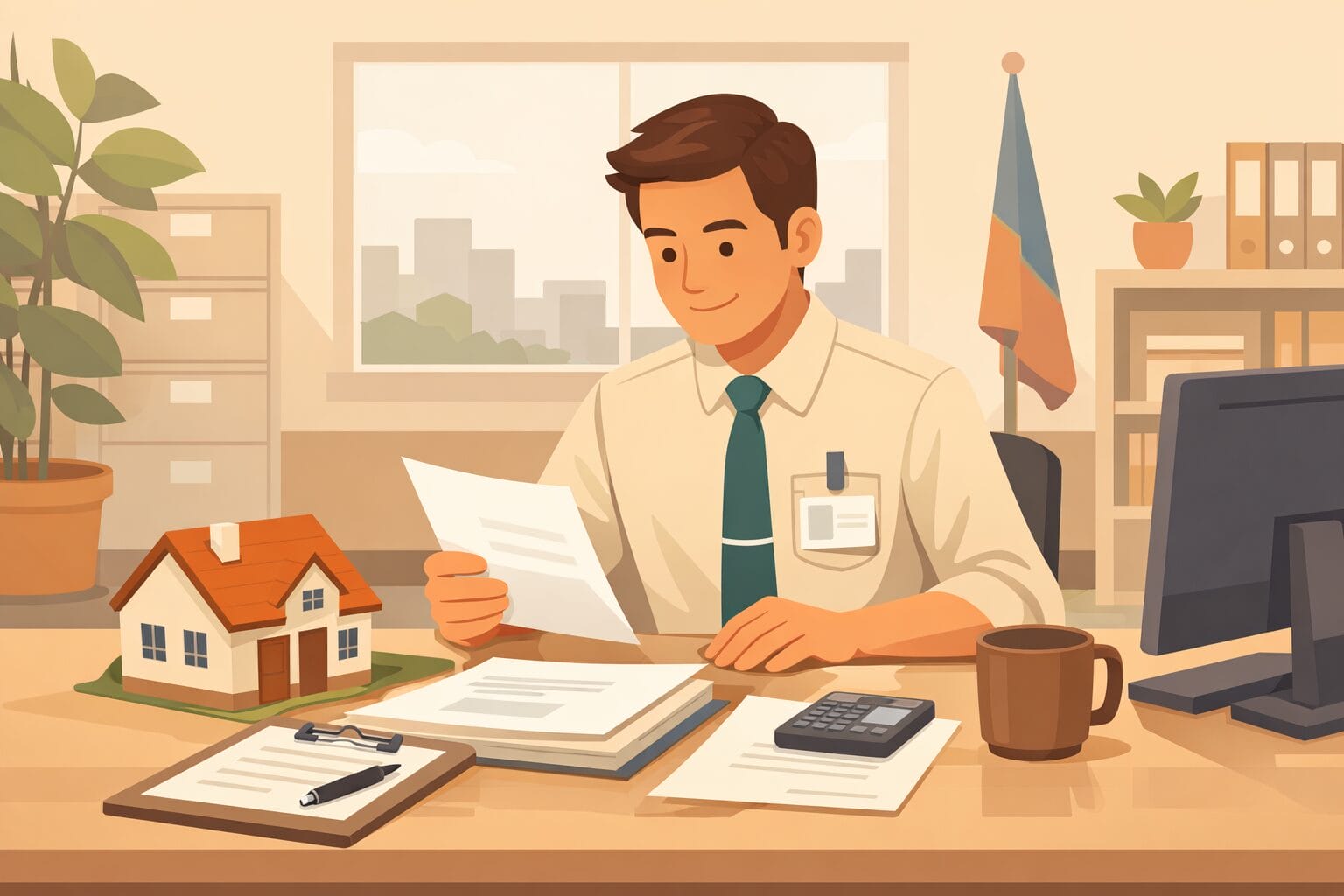 住宅ローンの審査を検討する公務員のイメージ