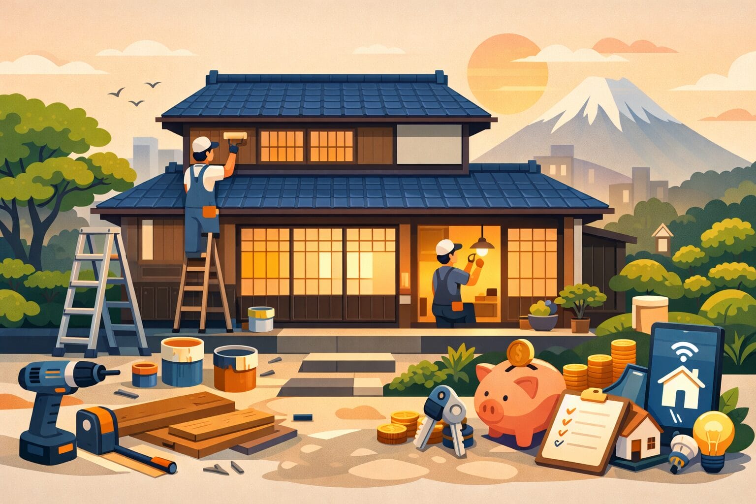 住宅のリフォームと資金計画をイメージした図