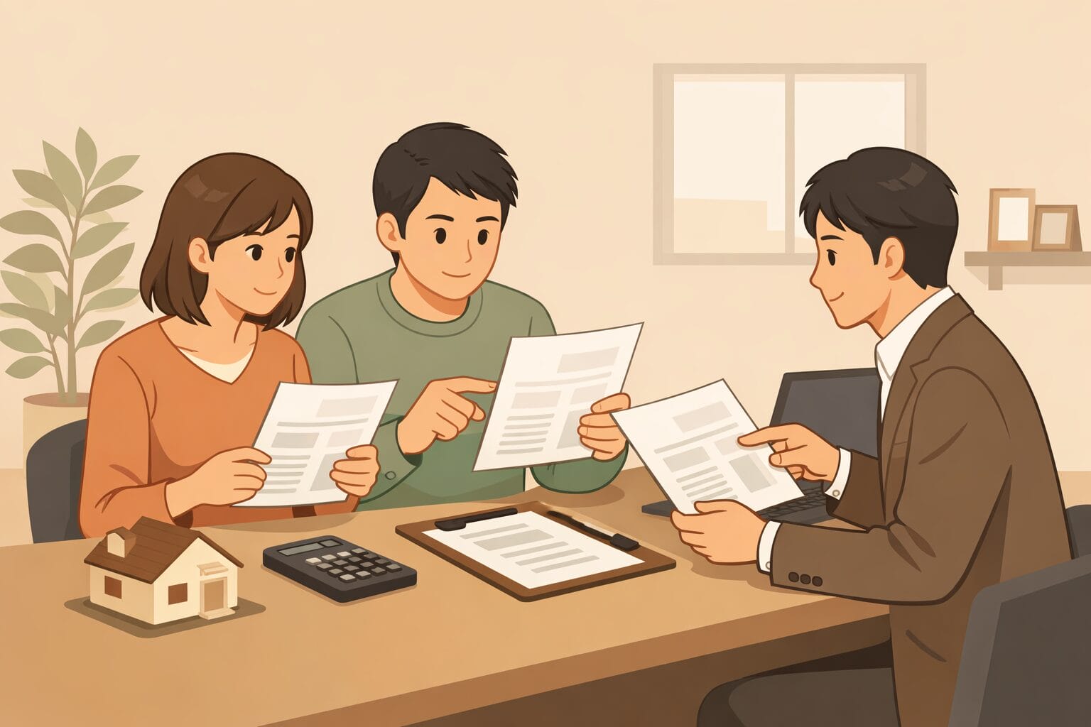 住宅ローン借り換えの相談で比較検討するイメージ