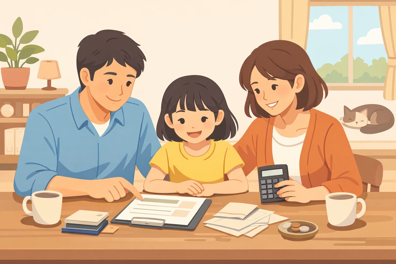 住宅ローンの返済計画を見直す家族のイメージ