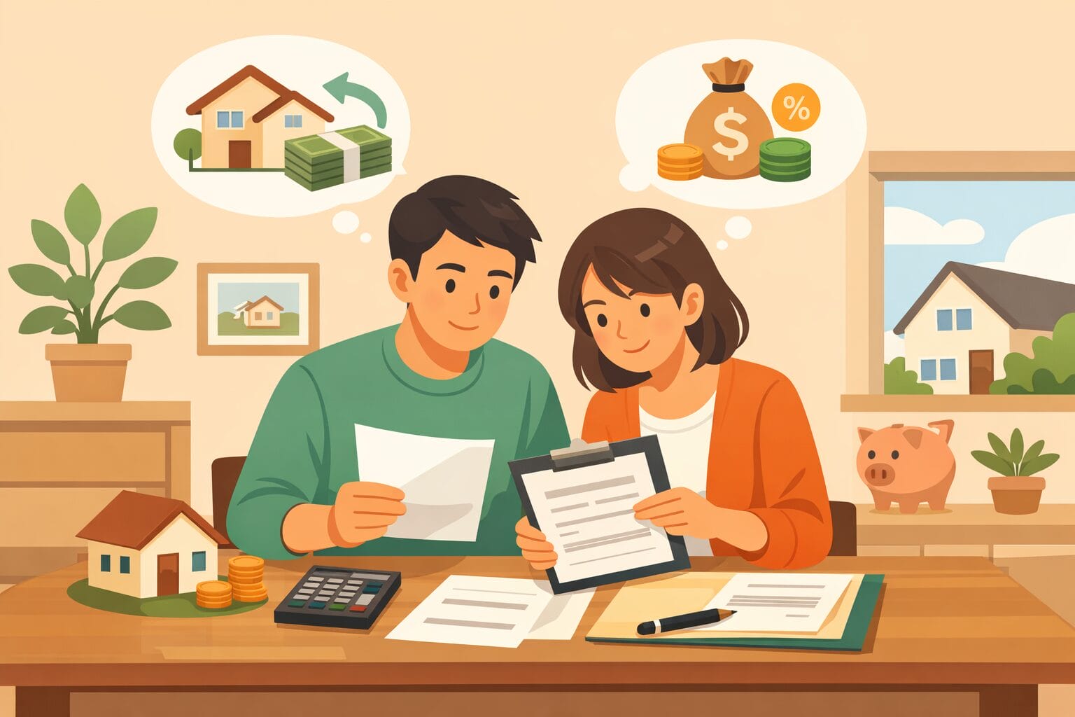 住宅ローンの借り換えを検討する夫婦のイメージ