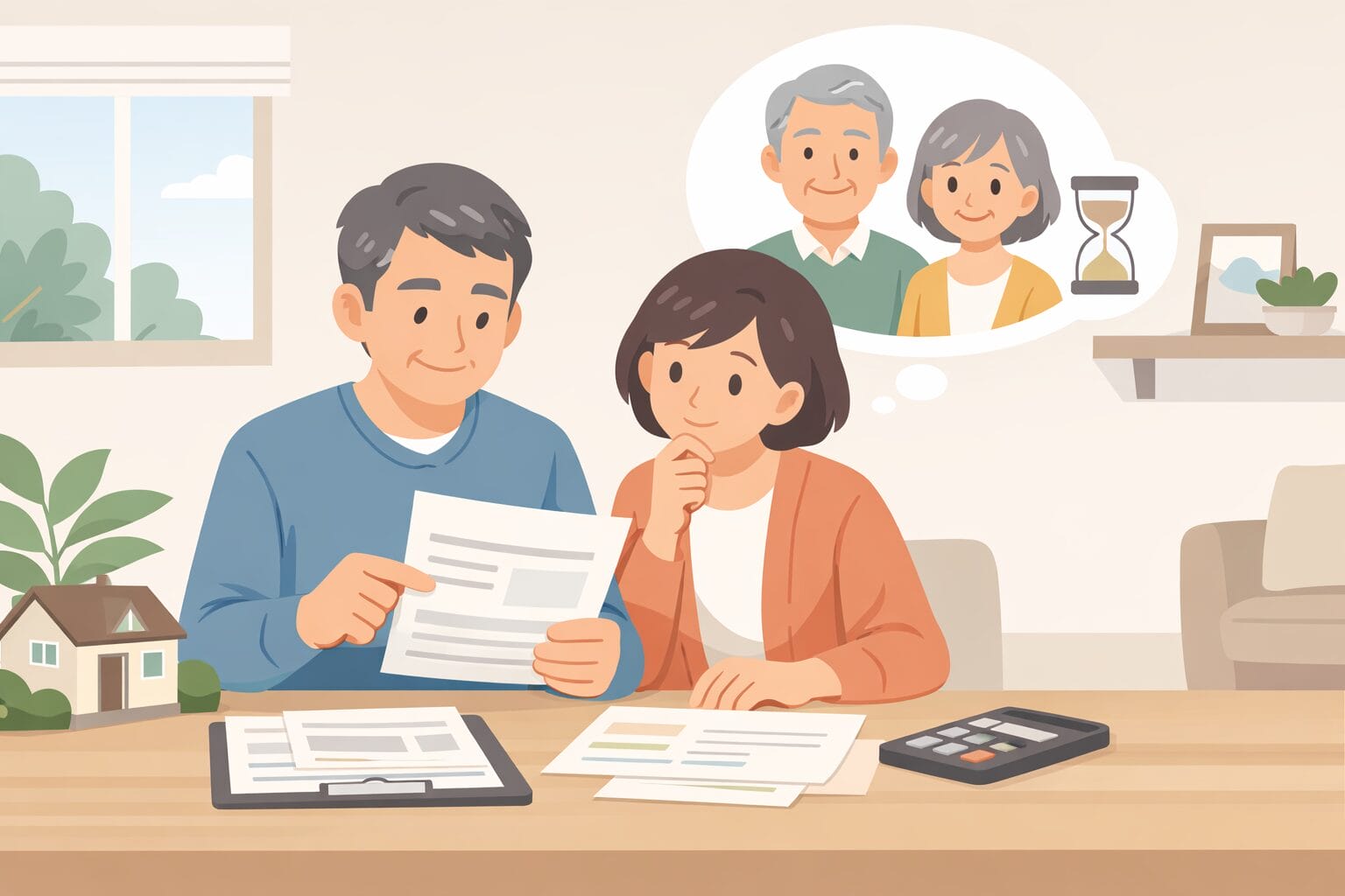 住宅ローンの疾病保障の年齢制限を確認する夫婦のイメージ