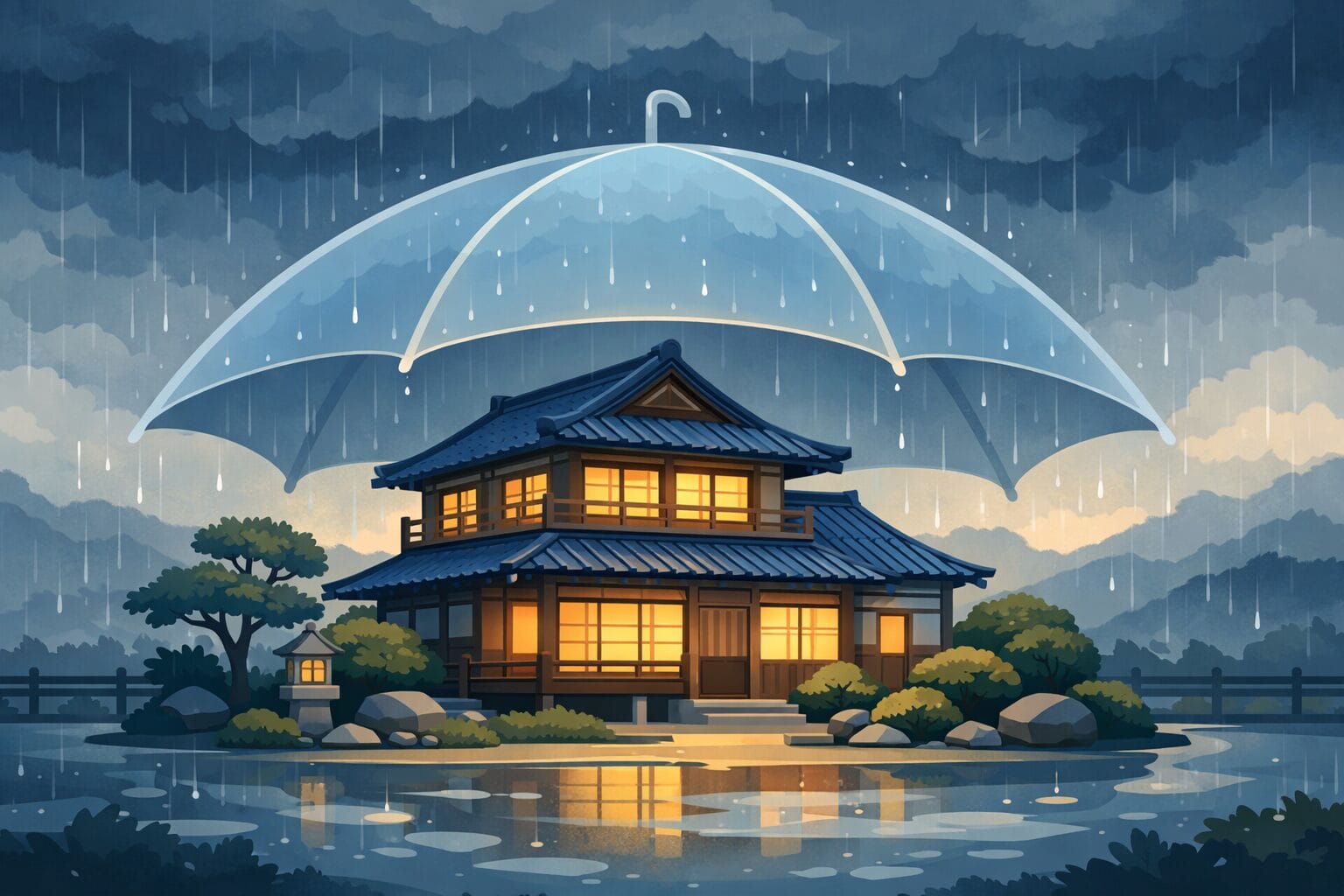 豪雨から守られている住宅のイメージ