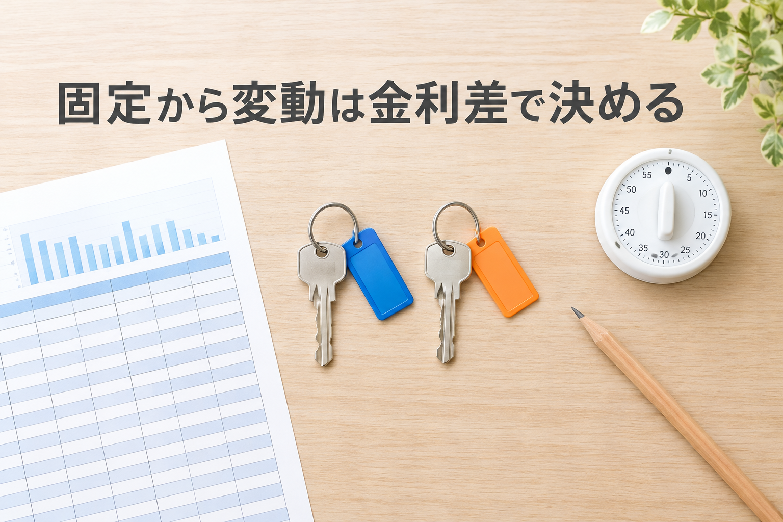 フラット35から変動金利への借り換えを比べるイメージ