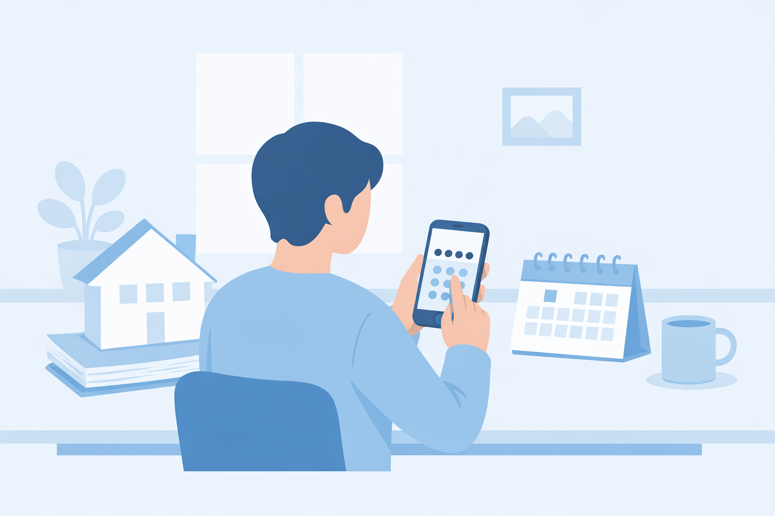 スマートフォンで住宅ローンの申込コードを入力するイメージ